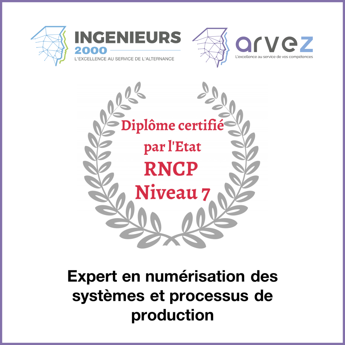 Ingénieurs 2000 obtient le titre RNCP  pour sa formation « Expert en numérisation des systèmes et processus de production »