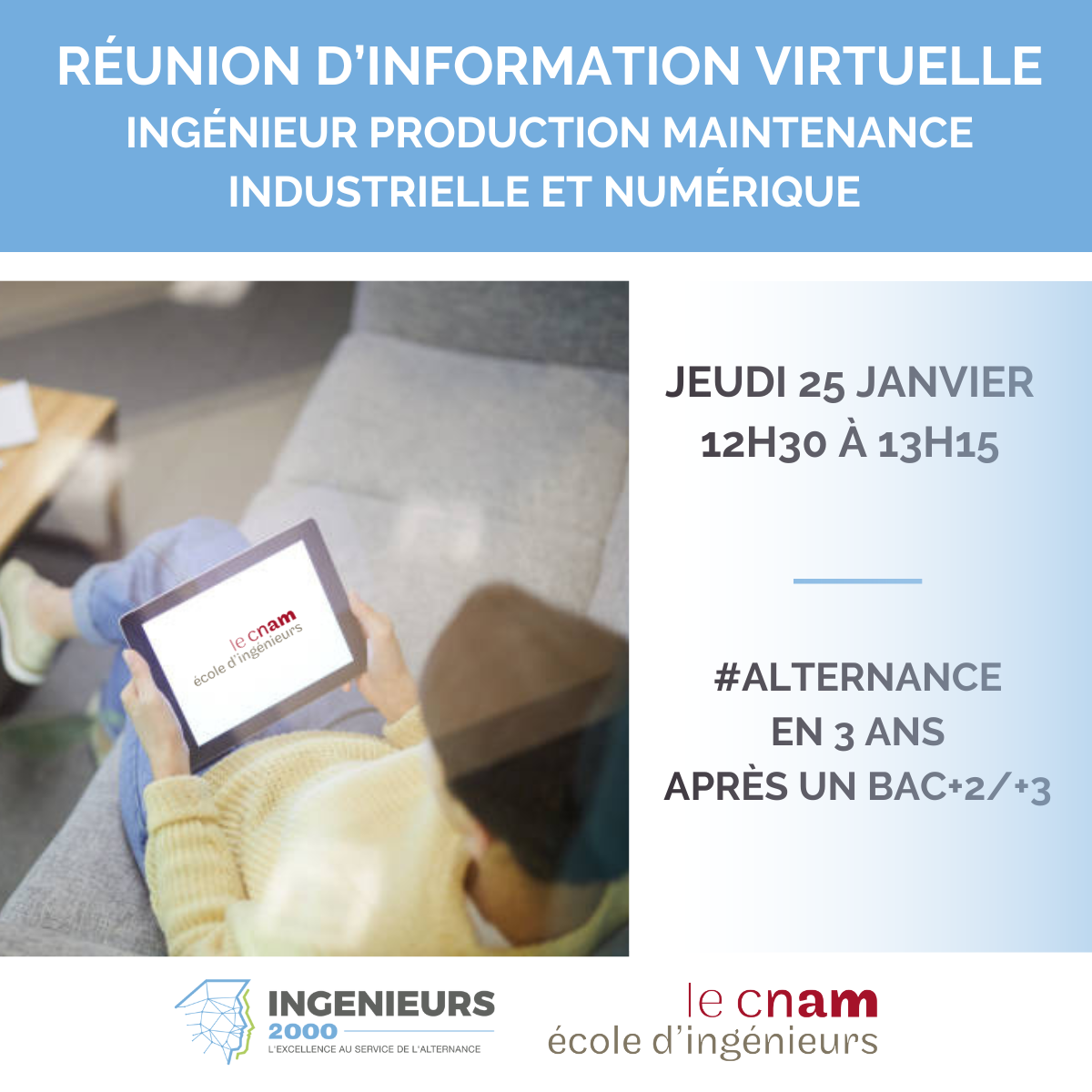 Réunion d’information virtuelle dédiée à la formation Ingénieur Production Maintenance industrielle et numérique