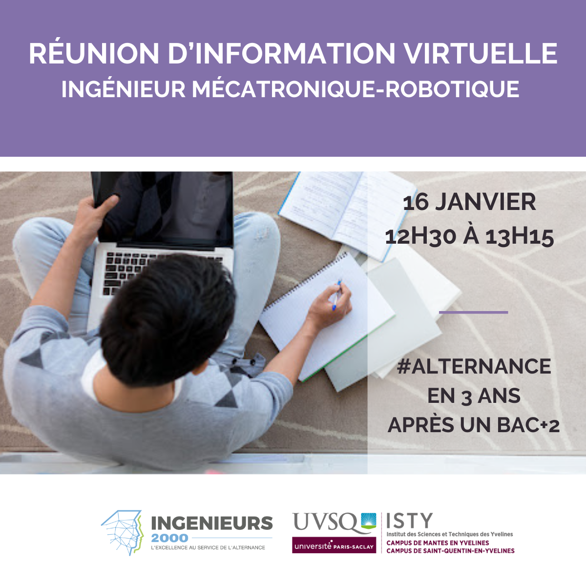 Réunion d’information virtuelle dédiée à la formation Ingénieur Mécatronique-Robotique