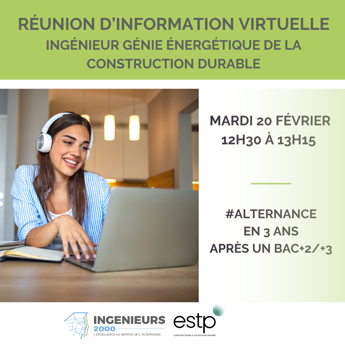 Réunion d’Information virtuelle dédiée à la formation Ingénieur Génie Energétique de la Construction durable