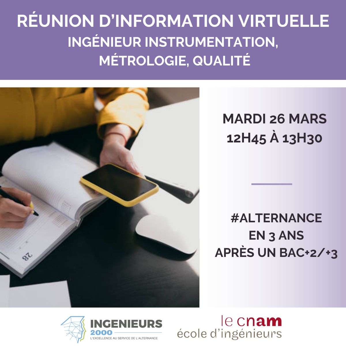 Réunion d’Information virtuelle dédiée à la formation Ingénieur Instrumentation, Métrologie, Qualité